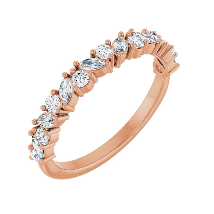 Rose Gold marquise diamond petite marquise station diamond anniversary band