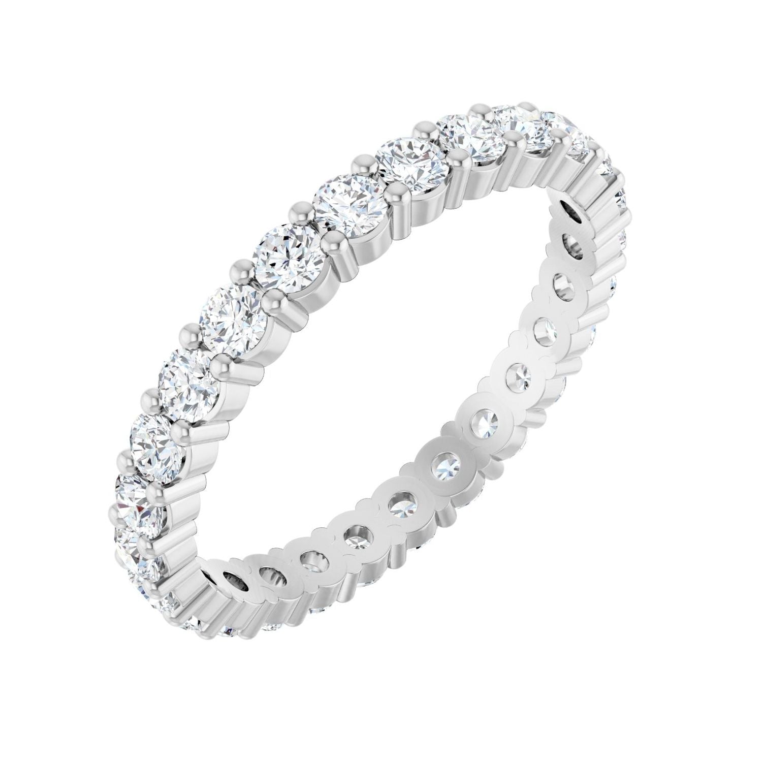 Wide Shared-Prong Round Diamond Eternity Band