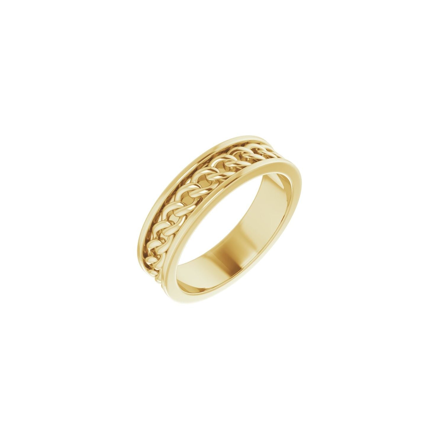 yellow gold chain-link band men's wedding band