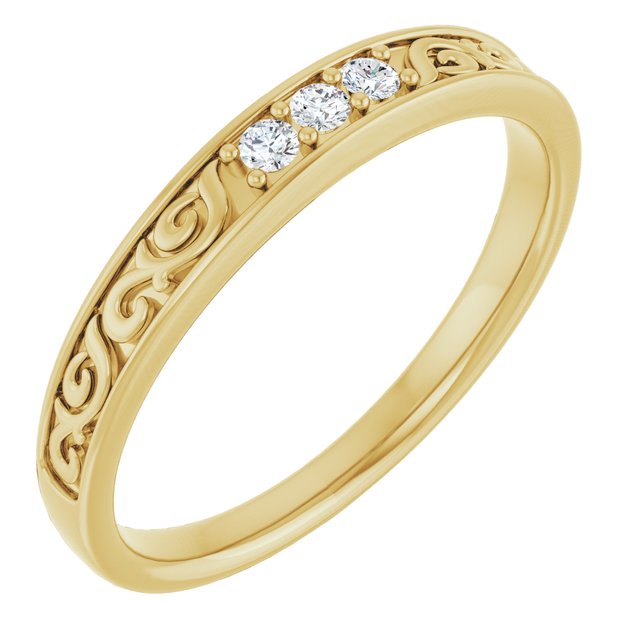 Men's Three-Stone Scroll Band, 1/10 CTW