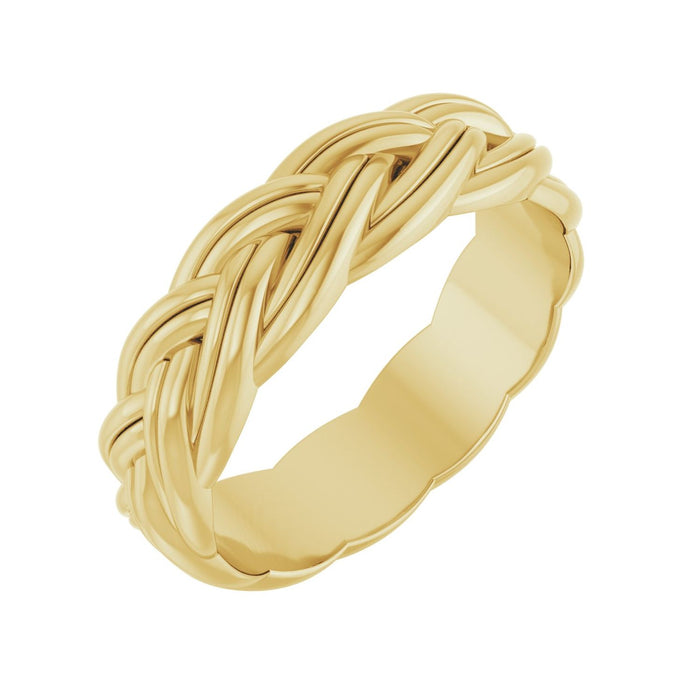 yellow gold basketweave woven band men's wedding band