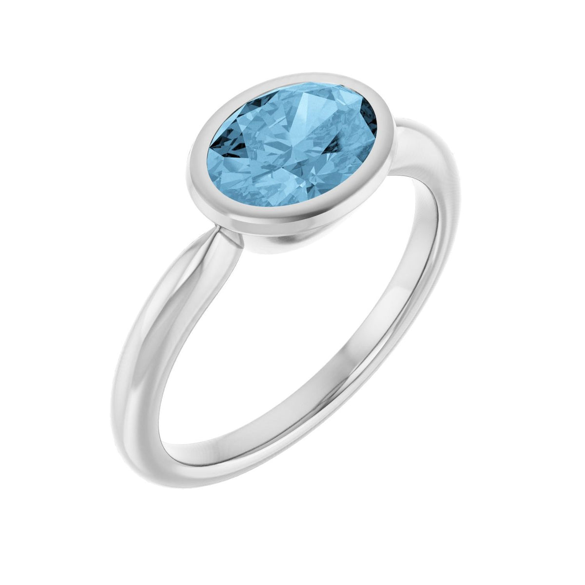Blue Topaz Oval Solitaire in 14K White Gold