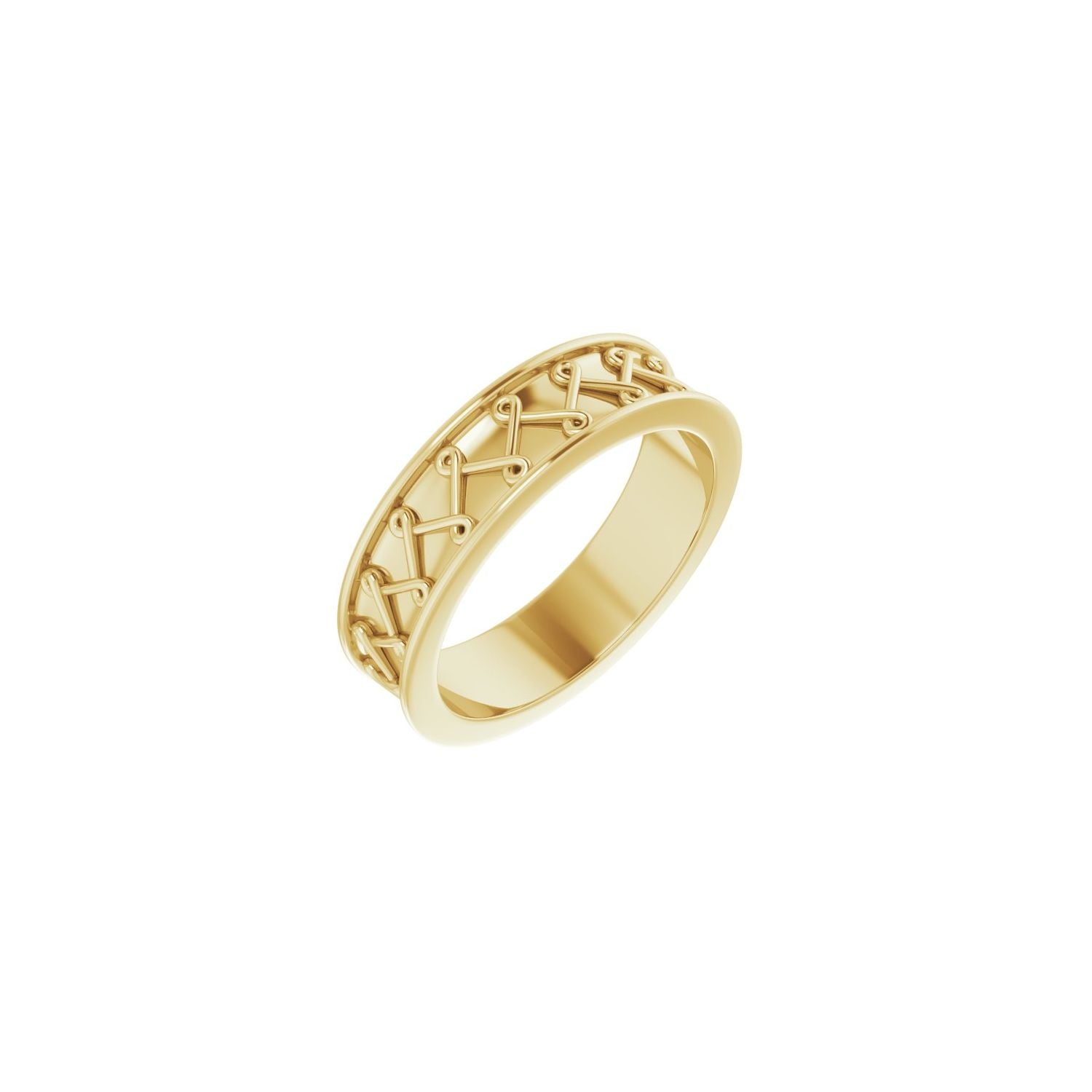 yellow gold twisted zigzag band men's wedding band