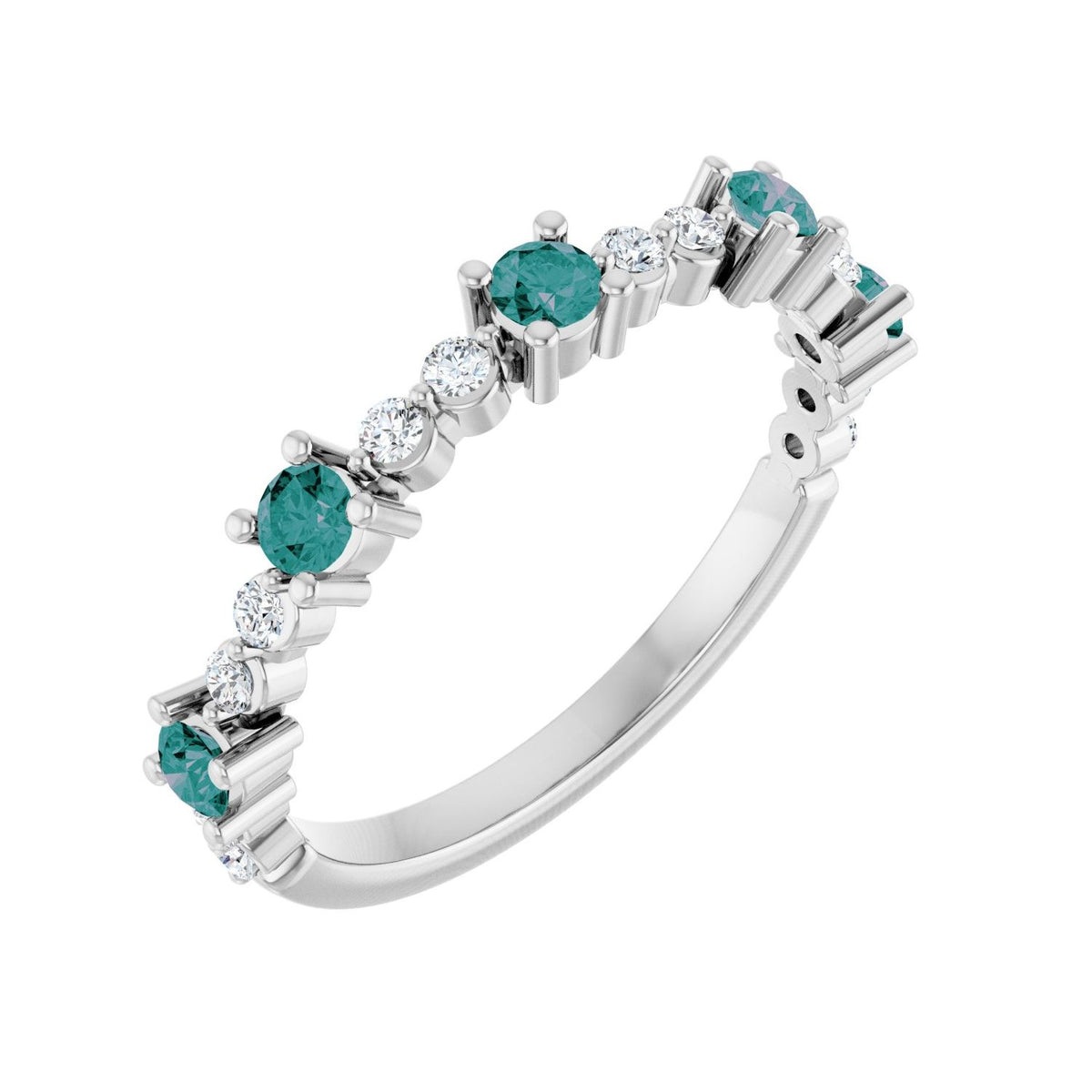Alexandrite & 1/6 ctw Diamond Accent Ring in 14K White Gold