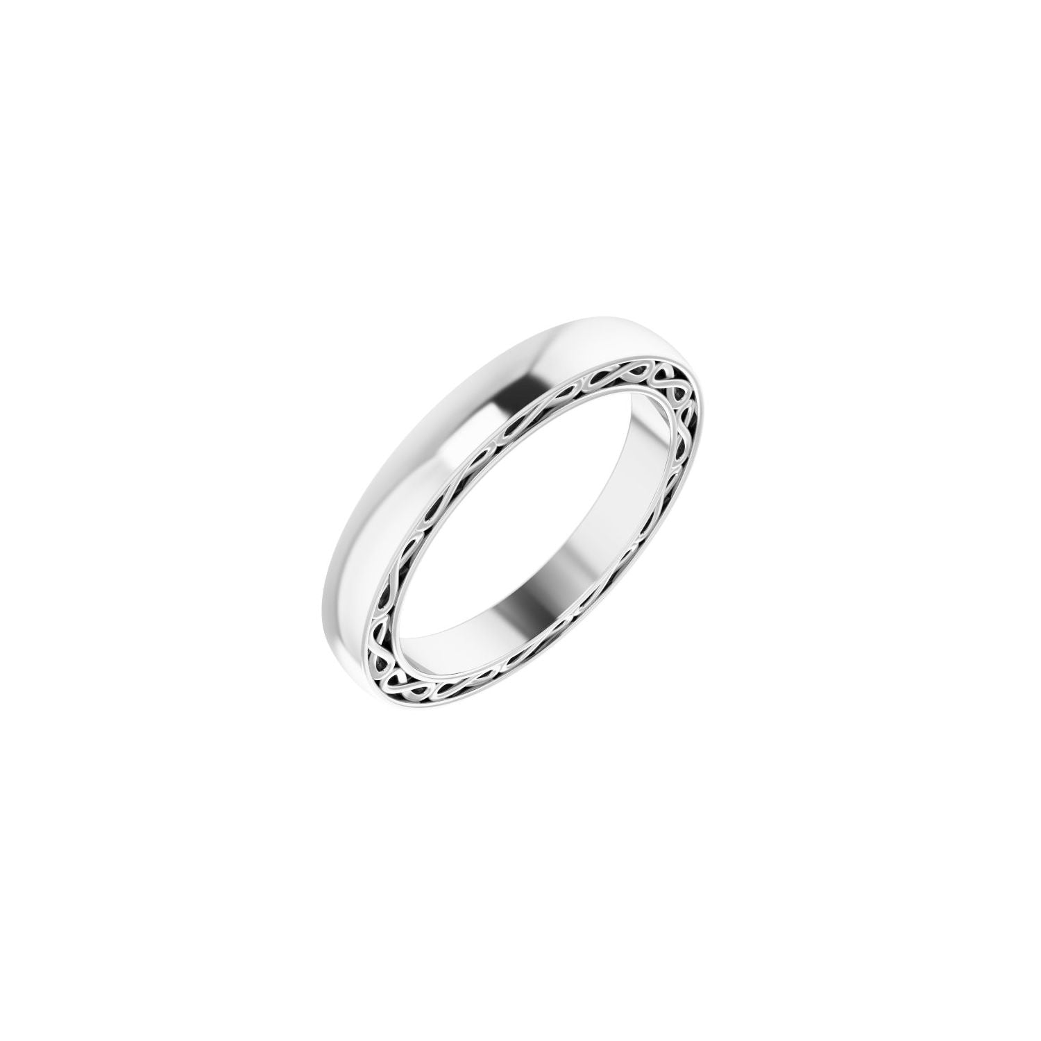 white gold infinity-inspired half round women's wedding band