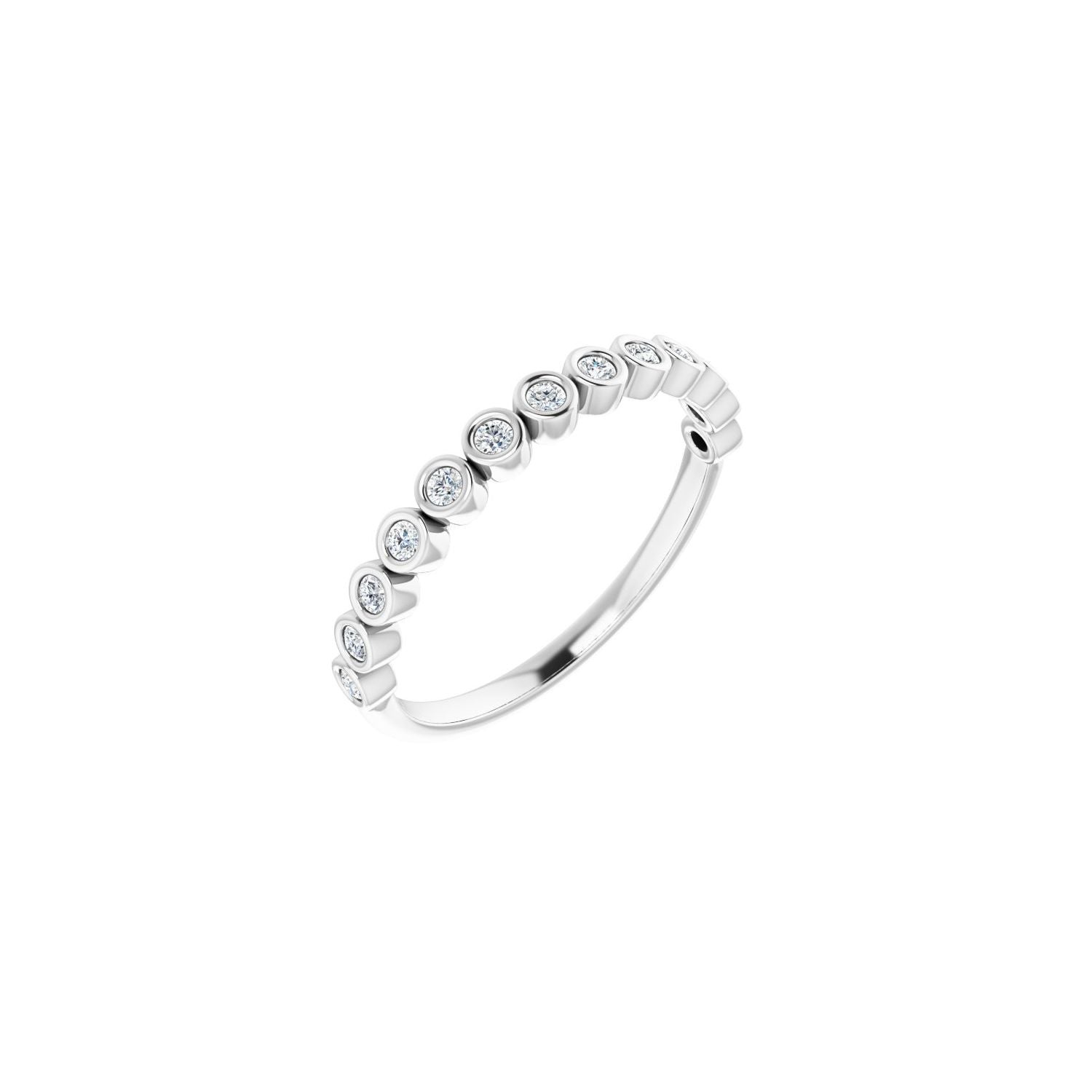 White Gold thirteen-stone diamond wedding band with 13 top-set round lab-grown diamonds