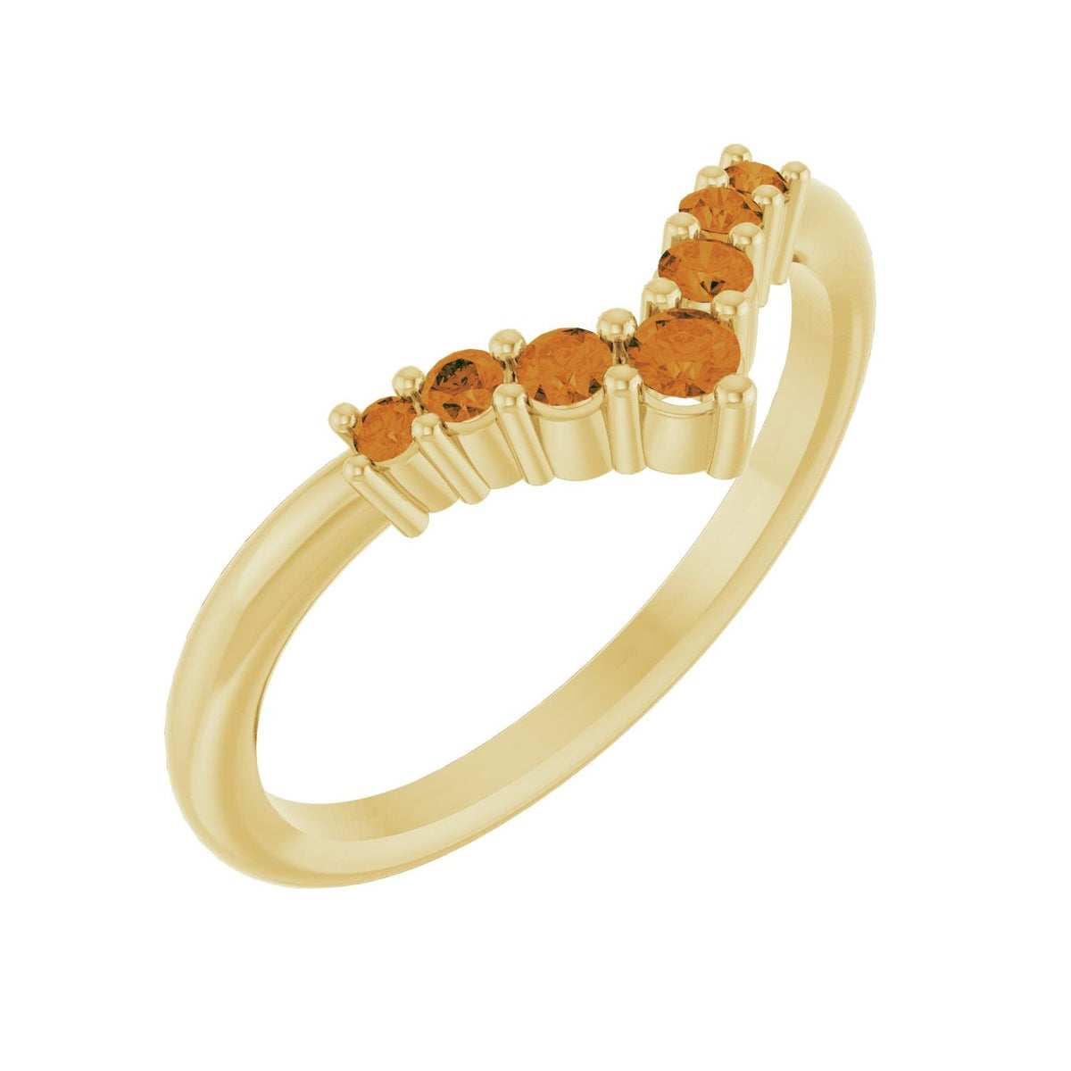 Citrine Graduated-V Ring in 14K Yellow Gold