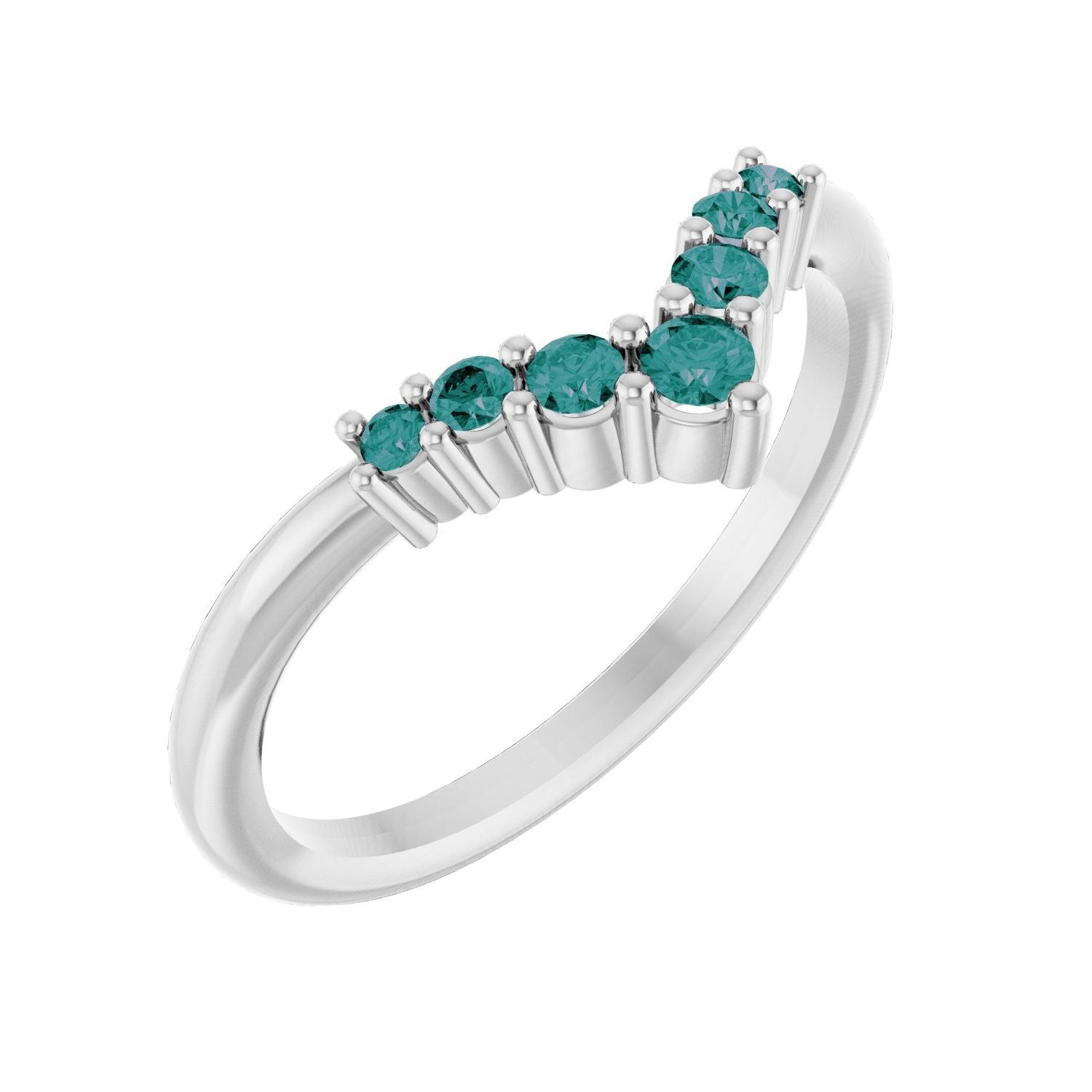 Alexandrite Graduated V Ring in 14K White Gold
