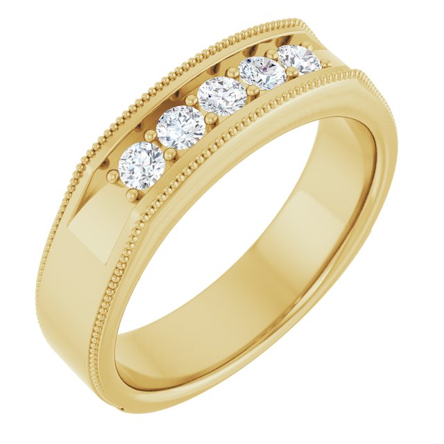 Men's Five-Stone Milgrain Band, 1/3 CTW