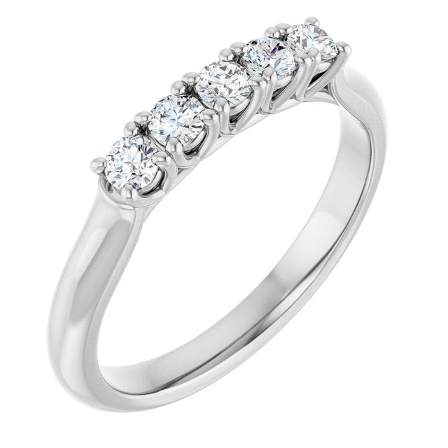 Classic Five-Stone Diamond Anniversary Band in 14K White Gold
