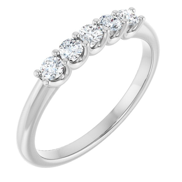 U-Prong Five-Stone Diamond Anniversary Band in 14K White Gold