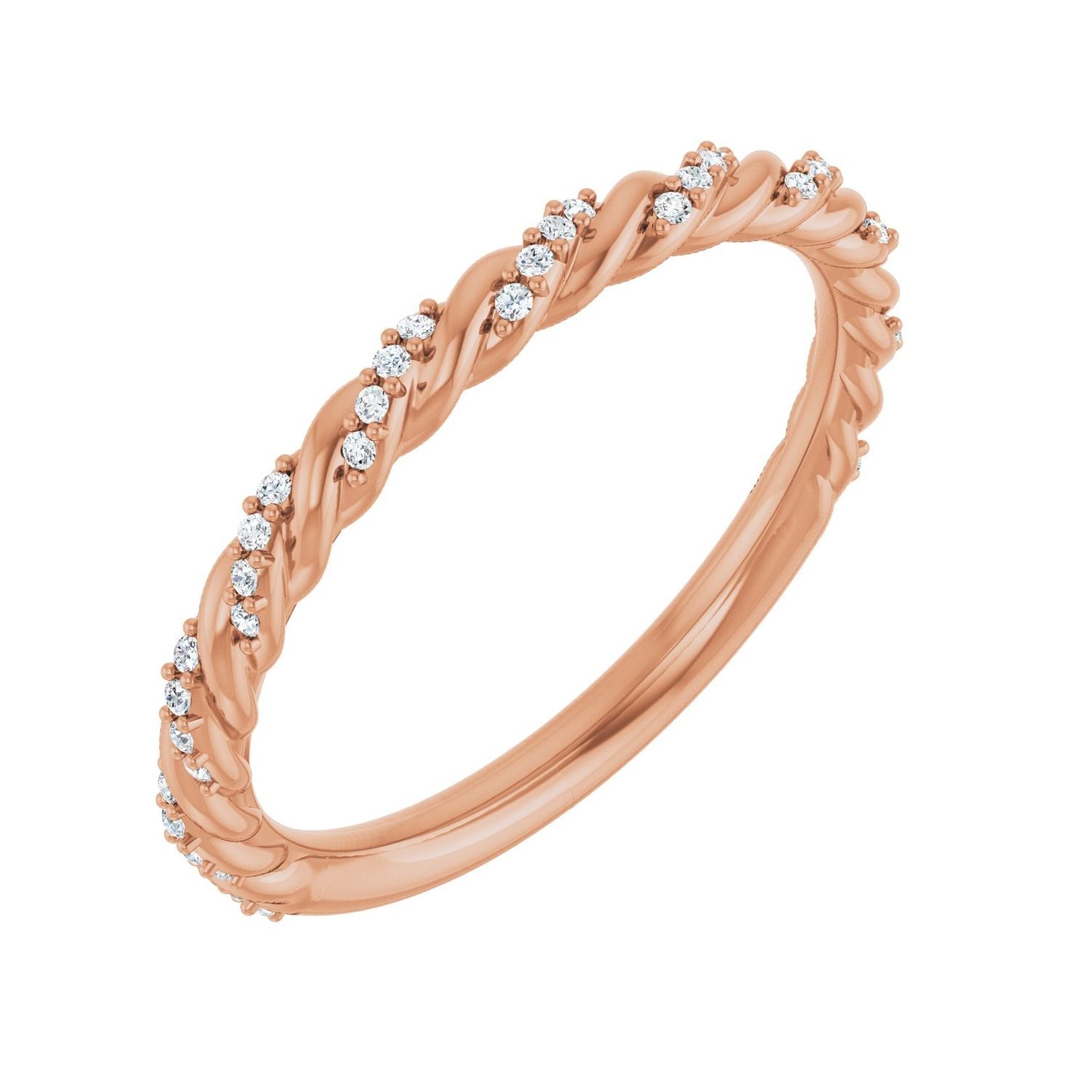 Rose Gold round diamond rope twist diamond anniversary band