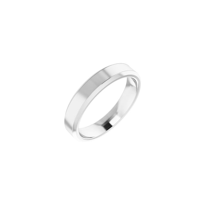 white gold beveled-edge comfort-fit flat women's wedding band