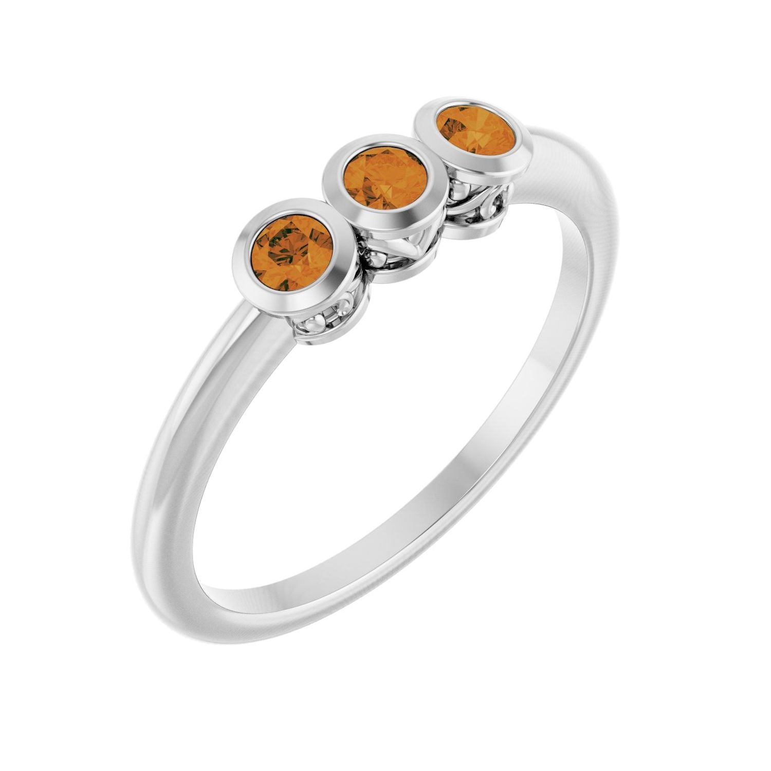 Citrine Three-Stone Ring in 14K White Gold