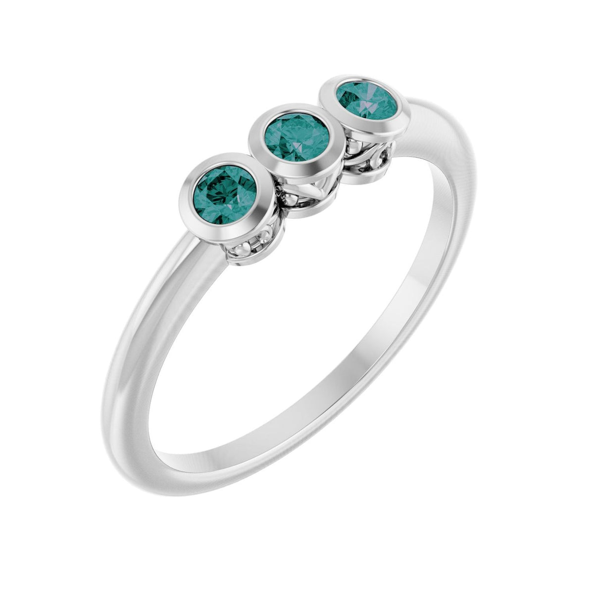 Alexandrite Three-Stone Ring in 14K White Gold