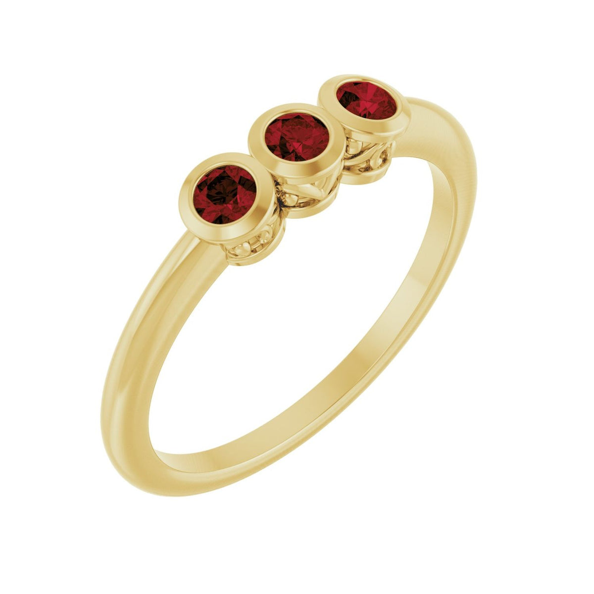 Three-Stone Garnet Ring in 14K Yellow Gold