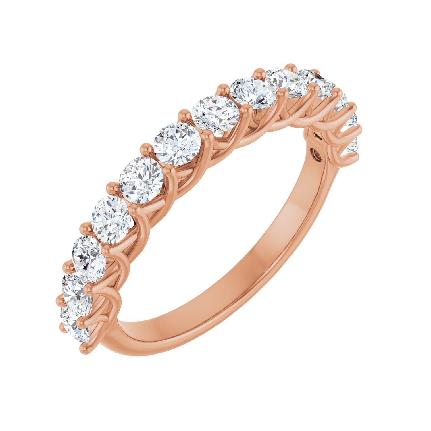Rose Gold round diamond bold shared-prong diamond anniversary band