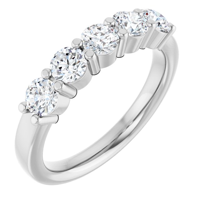 Shared-Prong Five-Stone Diamond Anniversary Band in 14K White Gold