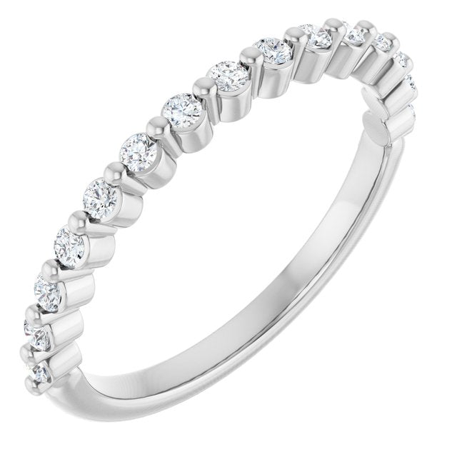 Shared-Prong Half-Eternity Diamond Anniversary Band in 14K White Gold