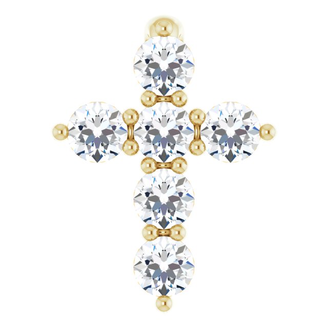 channel-set diamond cross pendant in 14k yellow gold