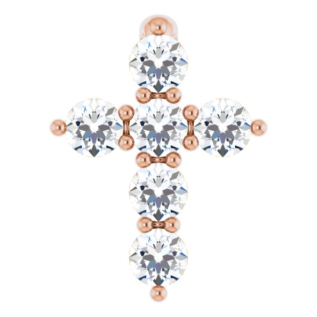 channel-set diamond cross pendant in 14k rose gold