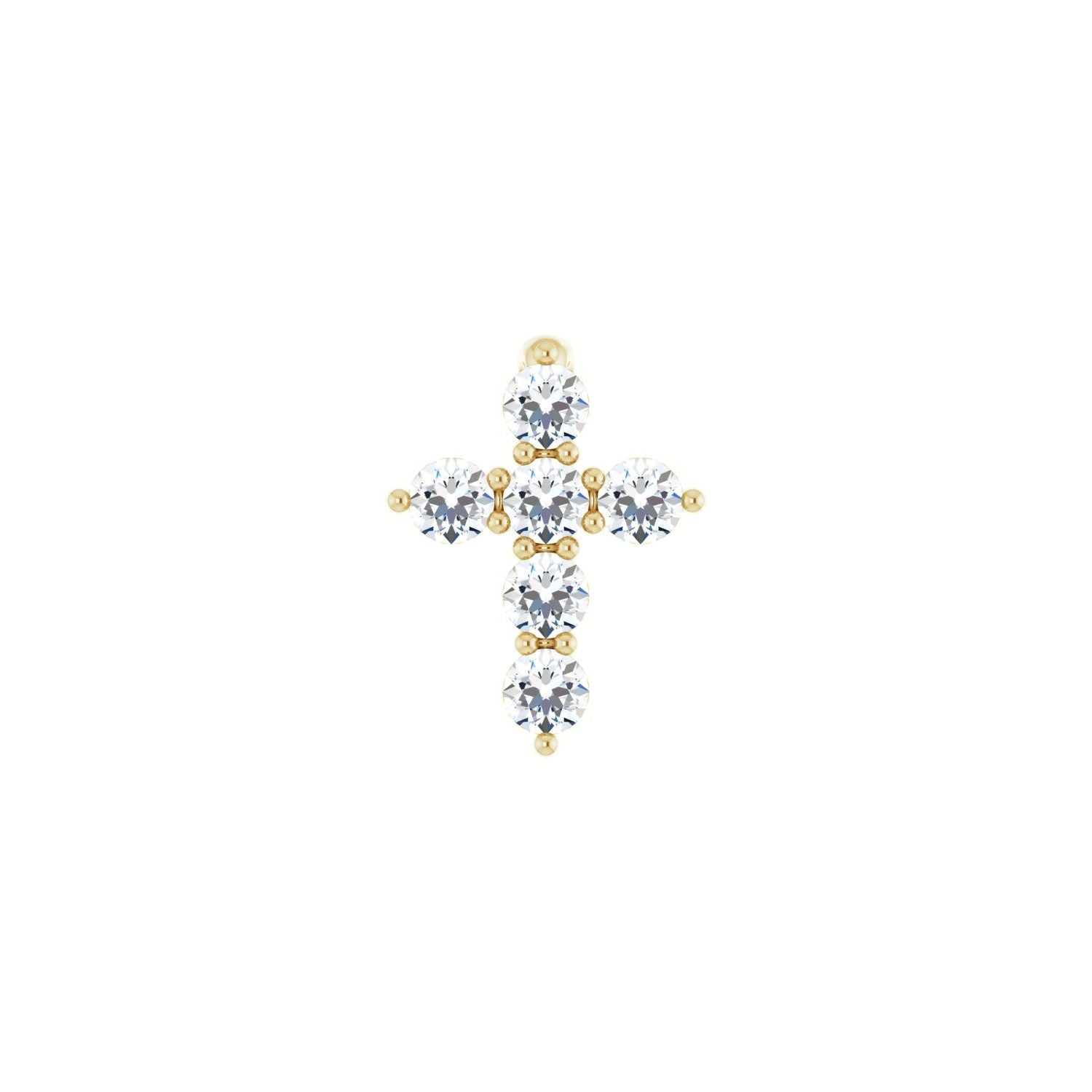 Channel-Set Diamond Cross Pendant in 14K Yellow Gold