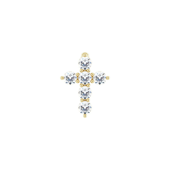 Channel-Set Diamond Cross Pendant in 14K Yellow Gold