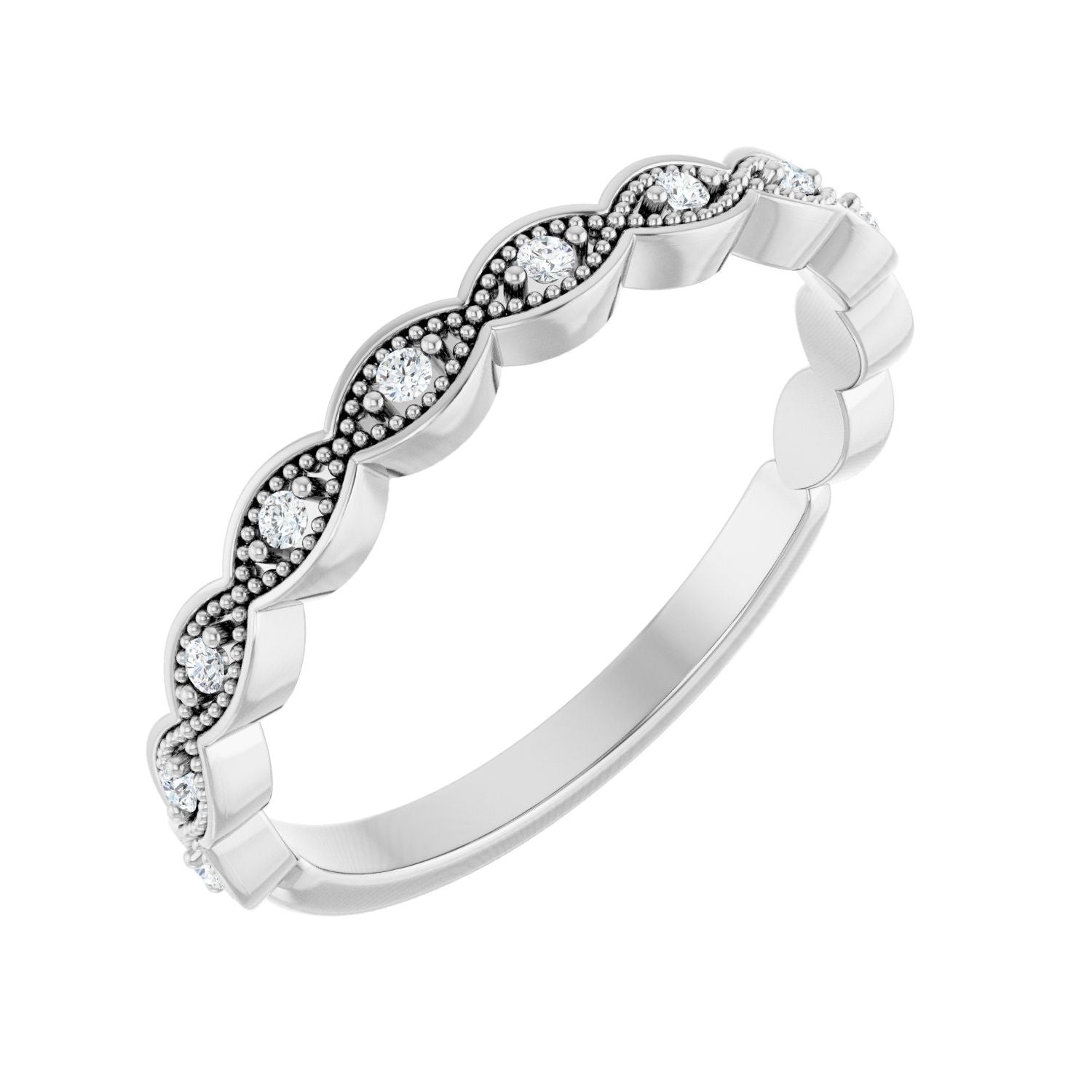 White Gold eleven-stone natural diamond wedding band with 11 top-set round natural diamonds