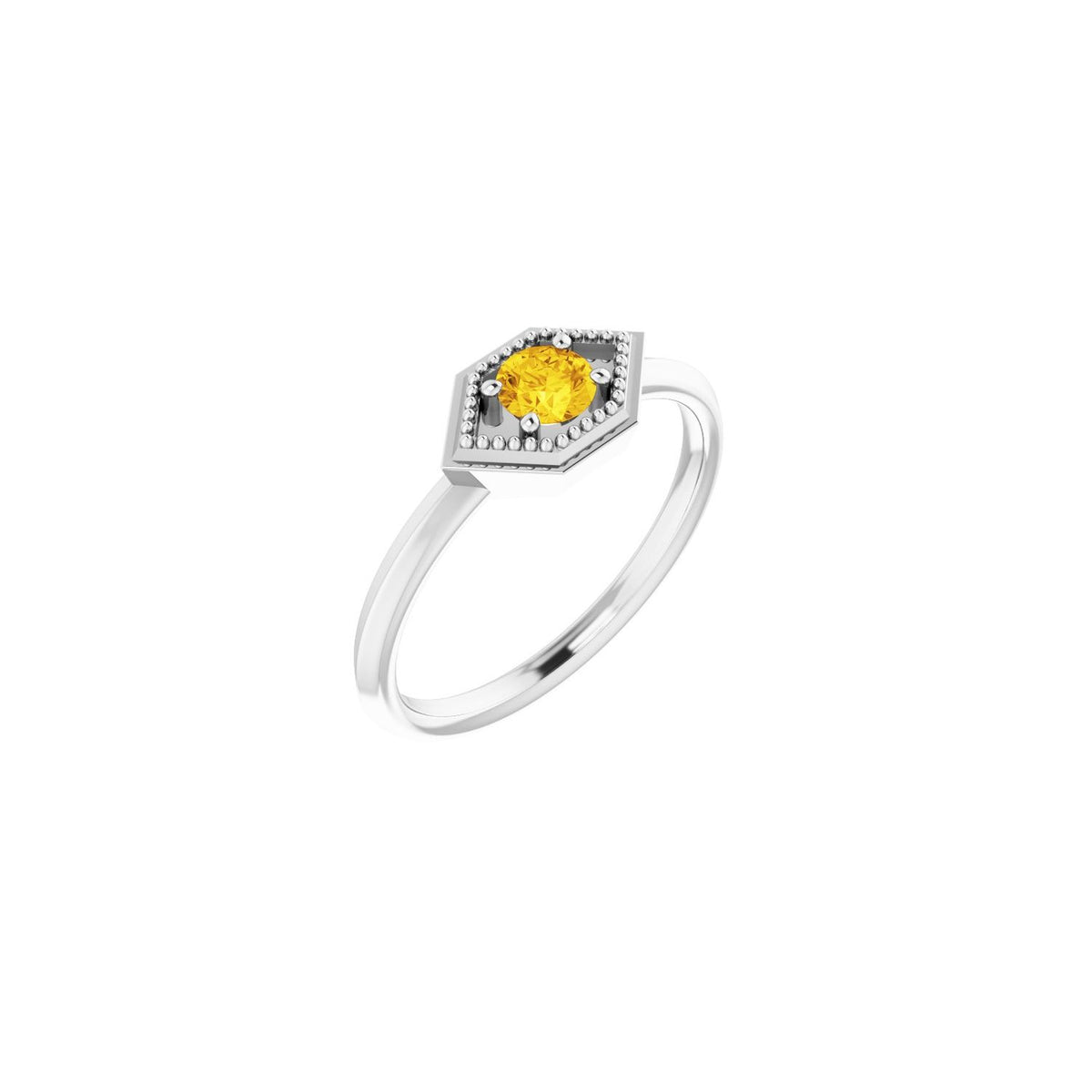 Natural Yellow Sapphire Geometric Ring in 14K White Gold - natural yellow sapphire