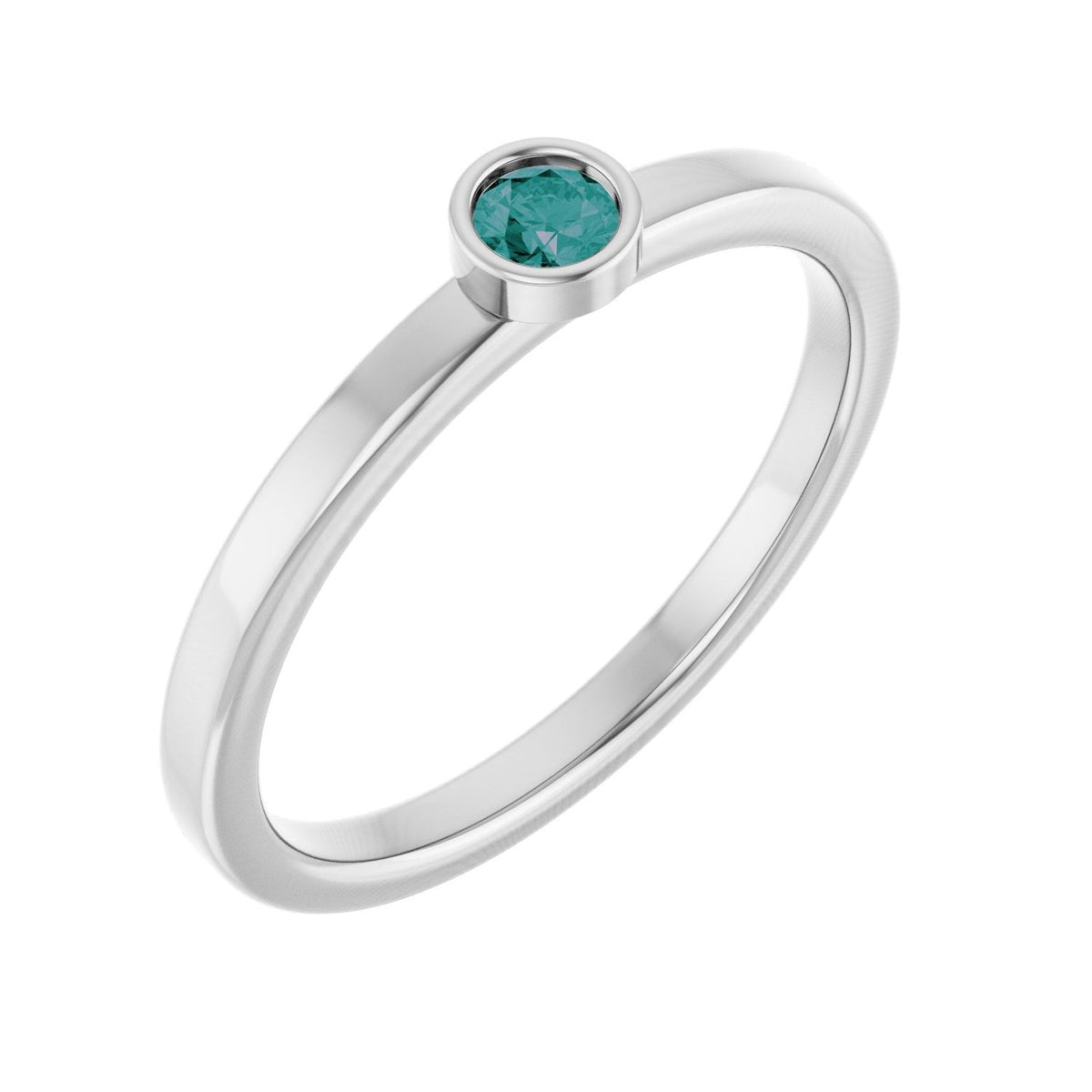 Alexandrite Solitaire Ring in 14K White Gold