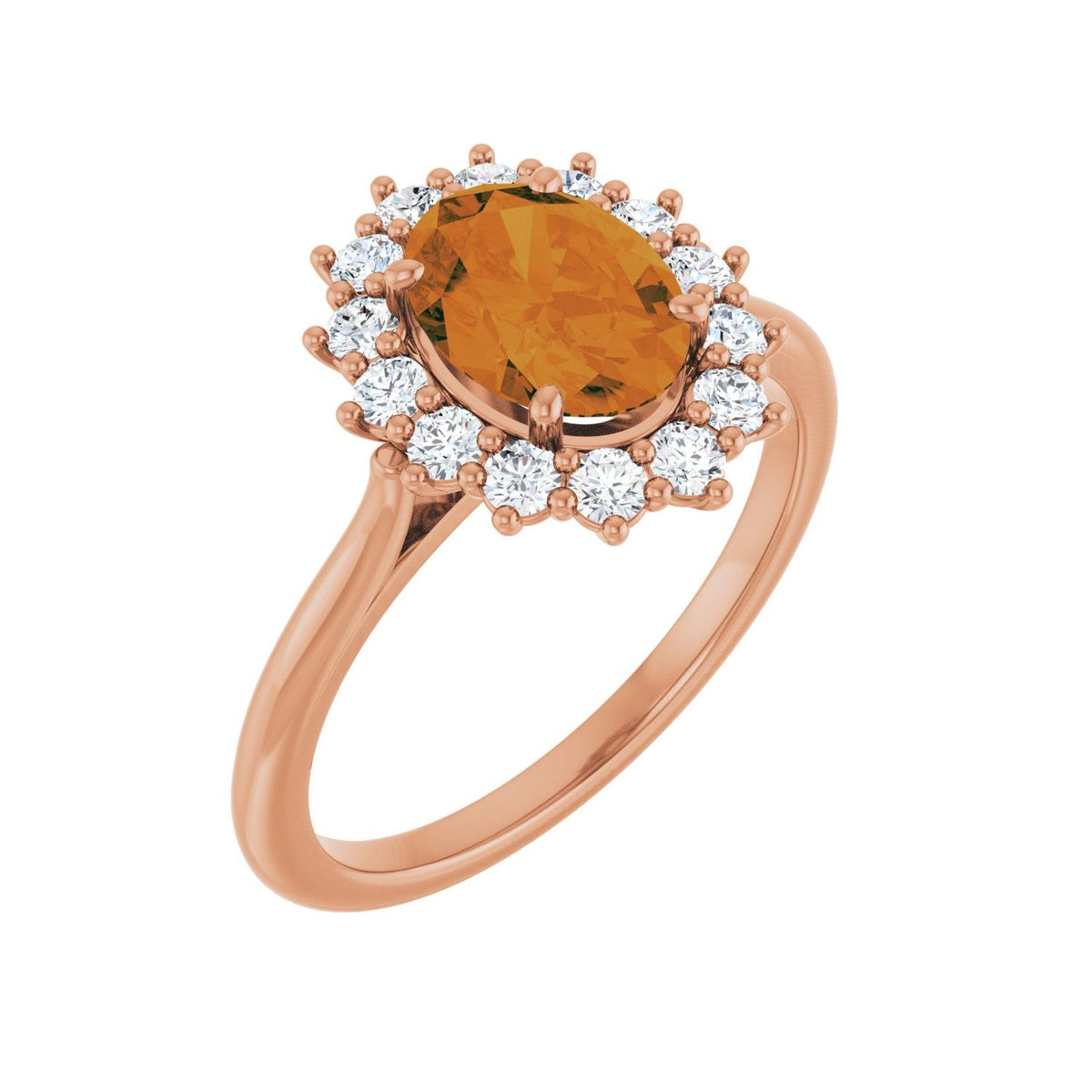 Citrine Diamond Statement Ring (3/8 ctw) in 14K Rose Gold