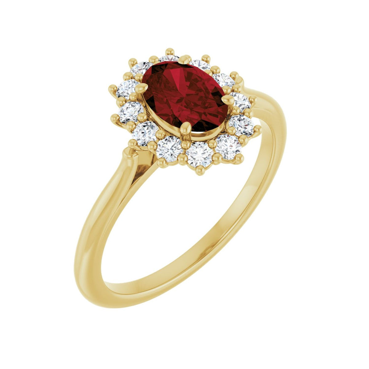Oval-Cut Lab-Grown Diamond & Garnet Ring (1/3 ctw) in 14K Yellow Gold