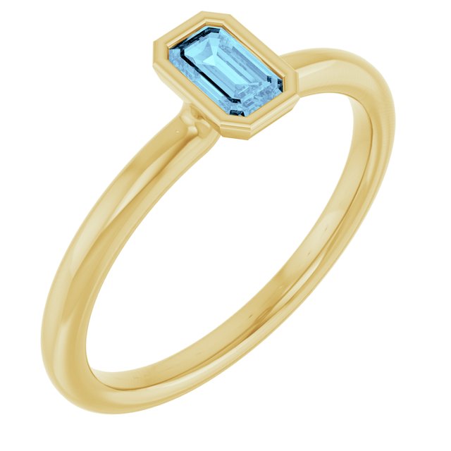 Aquamarine Birthstone Stackable Ring in 14K Yellow Gold