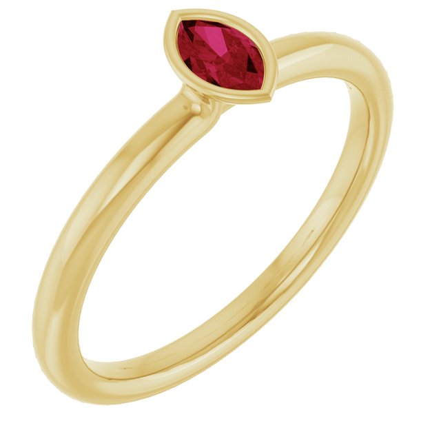 Ruby Birthstone Stackable Ring in 14K Yellow Gold