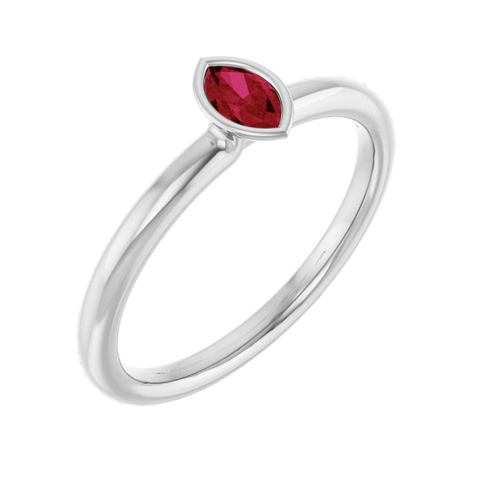 14K White Gold Marquise Ruby stackable ring