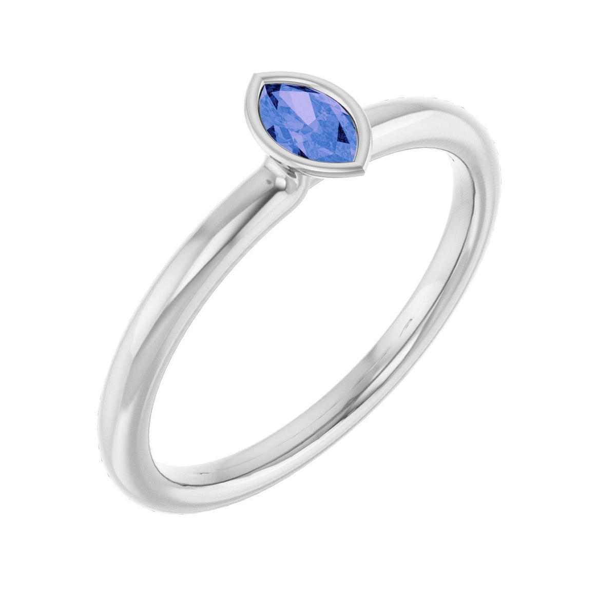 Natural Tanzanite Marquise Stackable Ring in 14K White Gold - natural tanzanite