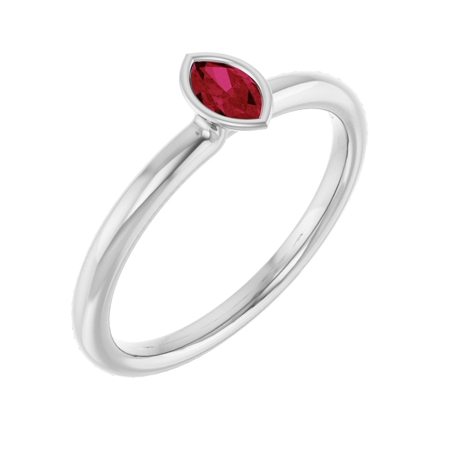 14K White Gold Marquise Ruby stackable ring