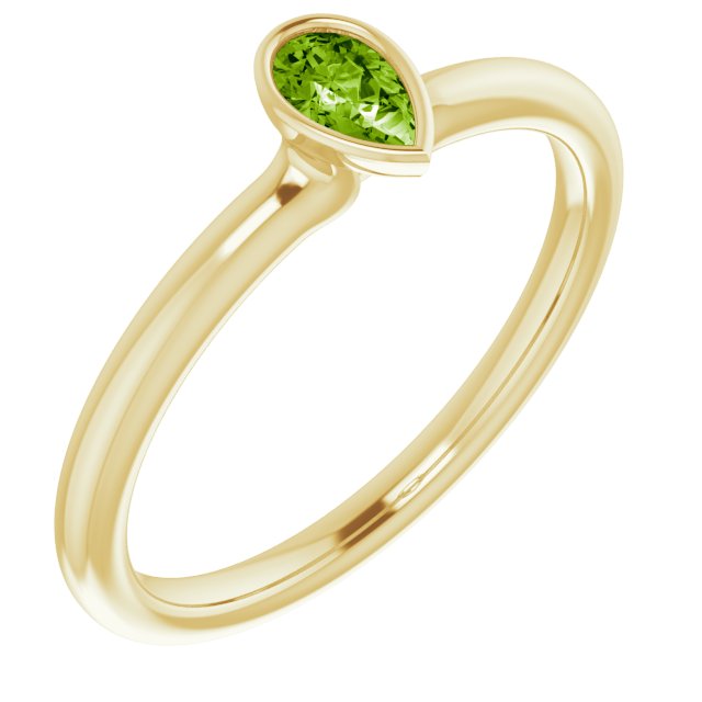 Peridot Birthstone Stackable Ring in 14K Yellow Gold
