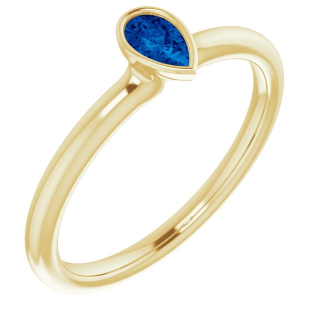 Blue Sapphire Birthstone Stackable Ring in 14K Yellow Gold