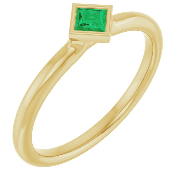 Emerald Birthstone Stackable Ring in 14K Yellow Gold
