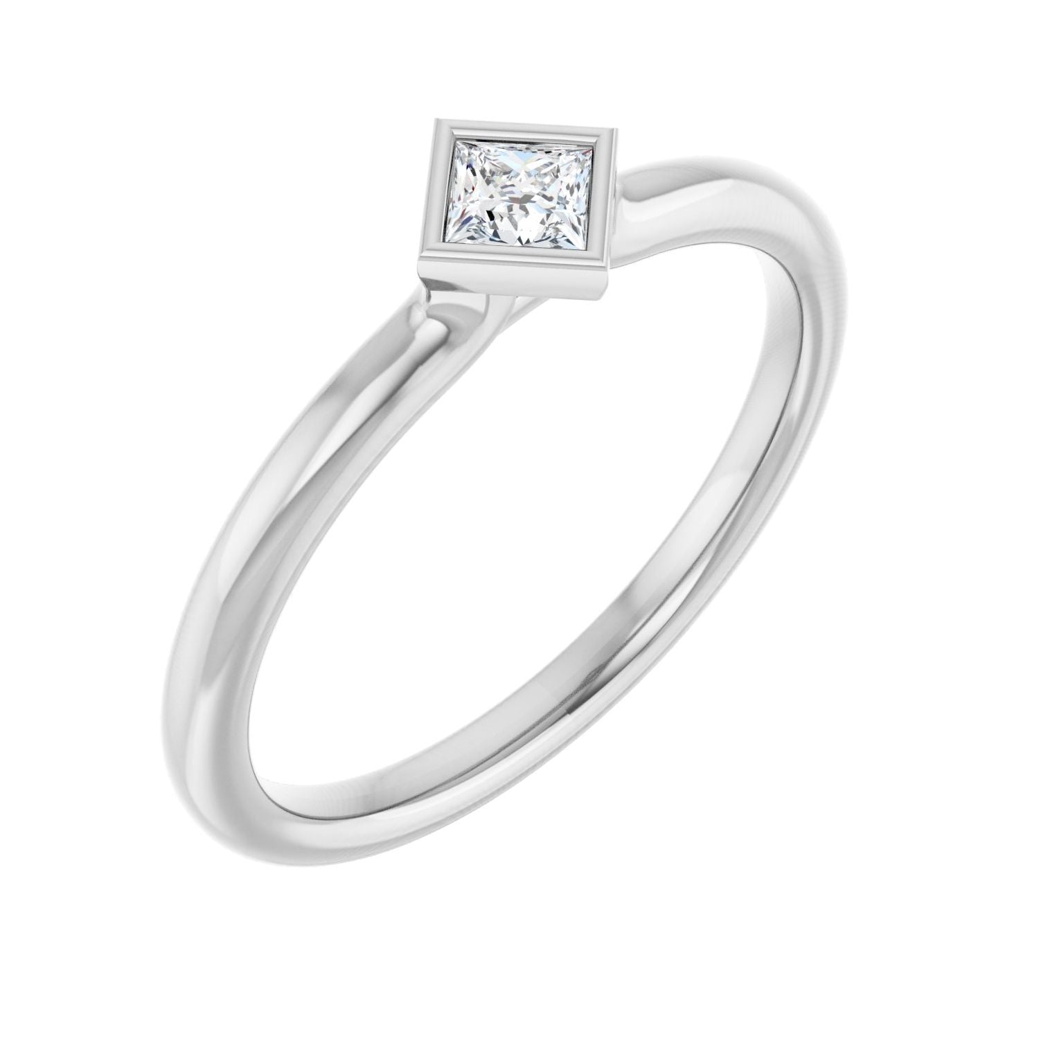 14K White Gold Square Sapphire stackable ring