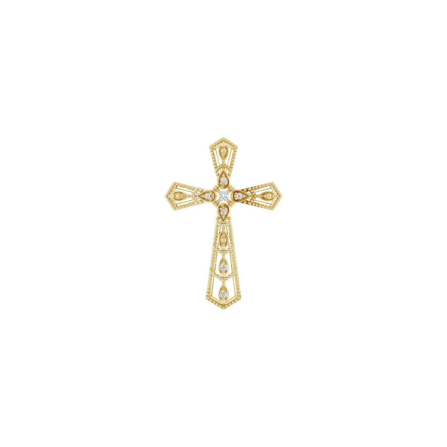 Pave Diamond Cross Pendant in 14K Yellow Gold