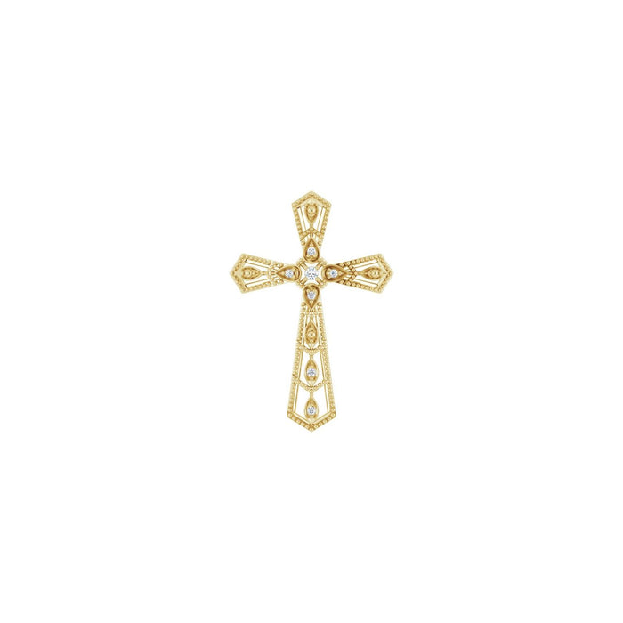 Pave Diamond Cross Pendant in 14K Yellow Gold