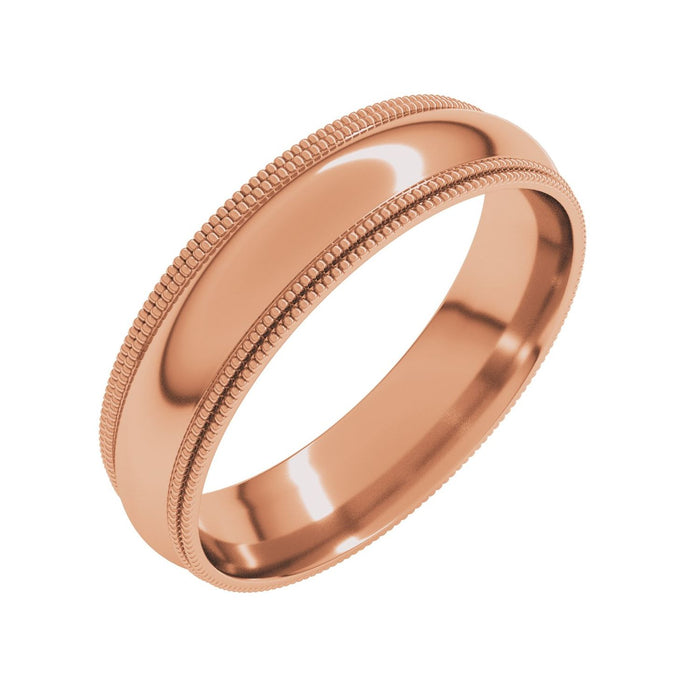 Double-Milgrain Men's Wedding Band in rose gold