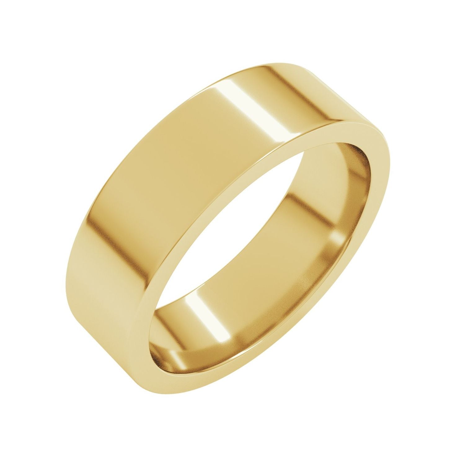 yellow gold comfort-fit flat band men's wedding band