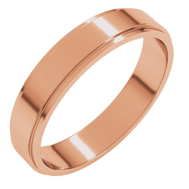 Stepped-Edge Flat Men's Wedding Band, 4 mm width