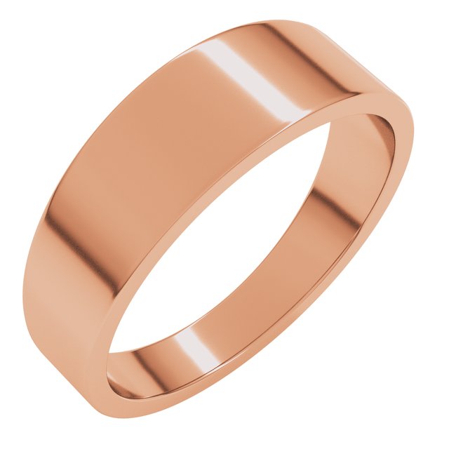 Tapered Flat Men's Wedding Band, 6 mm width