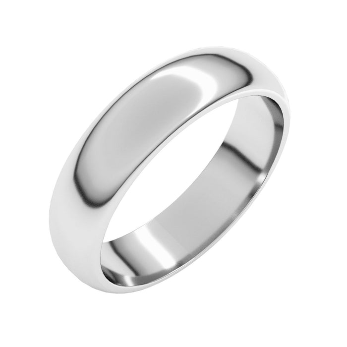 5mm Half Round Wedding Band in white gold