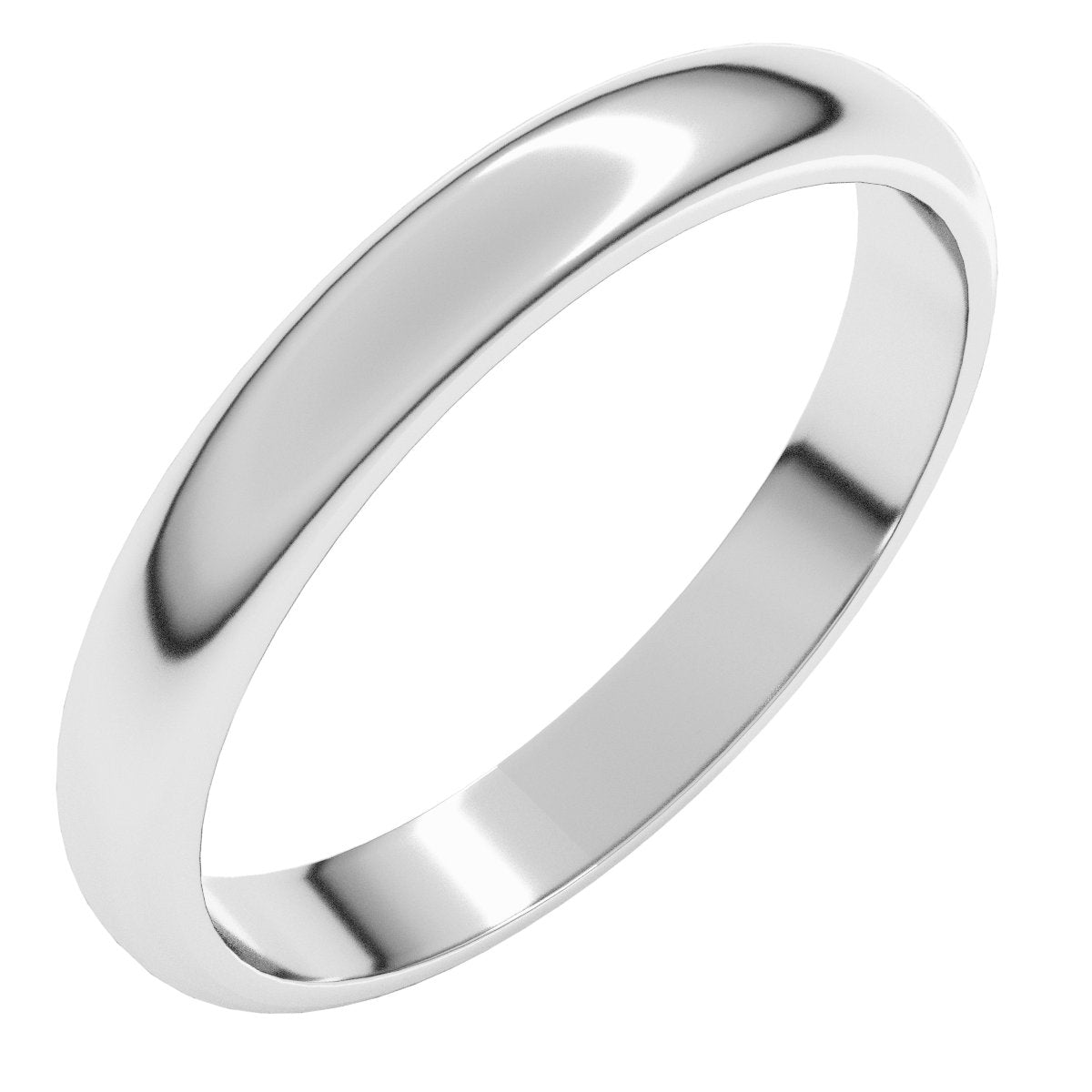 3mm half round wedding band in Platinum