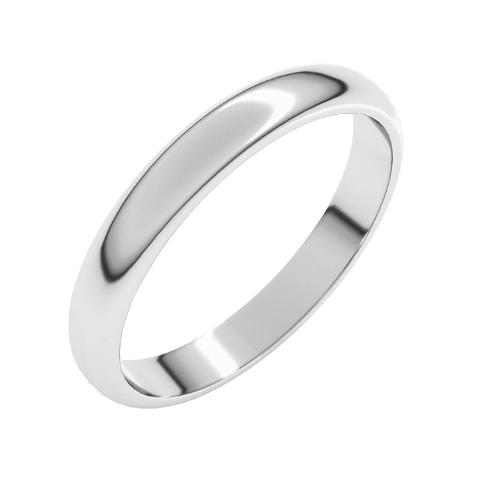 3mm Half Round Wedding Band in white gold